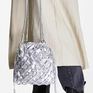 Topshop satin string shoulder bag